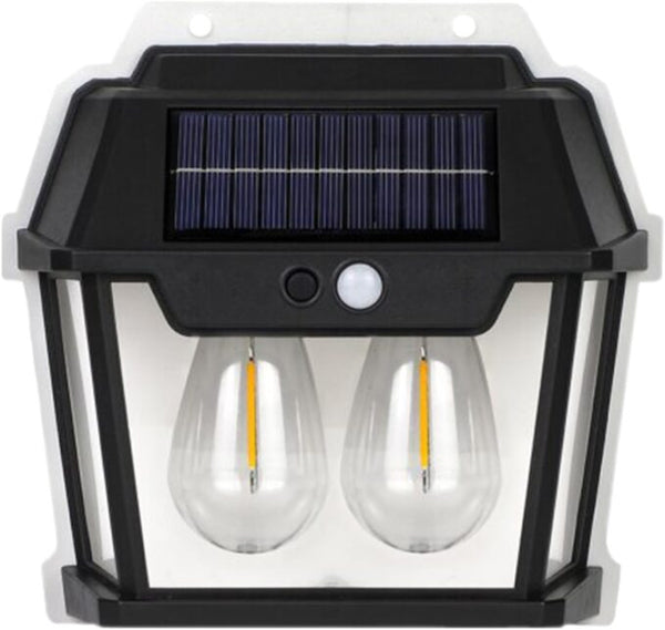 Outdoor Solar Interaction 2 LED Wall Lamp with Motion Sensor Wireless Auto Chargeable Dusk to Dawn Exterior Lamps for Front Porch and Garden (Warm Light,) image 0