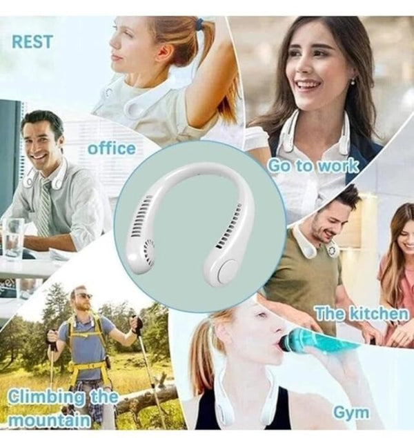 Hanging Neck Fan - 3 Adjustable Gears - Power Button & Fan Speed Selection | Type C USB Port Input | Dual Motor Hands-Free Cooling image 8