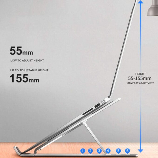 Portable Laptop Stand, Aluminum Adjustable Eye-Level Ergonomic Height Compatible for MacBook Notebook Computer PC iPad Tablet, Ultra-Thin Light Weight Desktop Notebook Holder Riser I Silver- Pack Of 1 | image 7