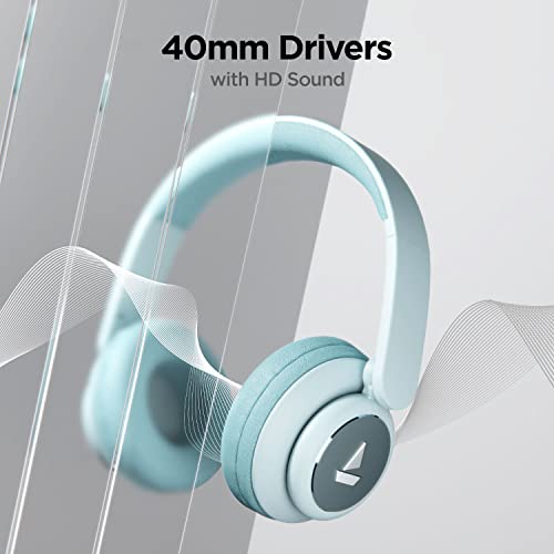 boAt Rockerz 450 On Ear Bluetooth Headphones with Upto 15 Hours Playback, 40MM Drivers, Padded Ear Cushions and Dual Modes(Aqua Blue) image 2