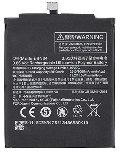 Original Compatible Battery For Redmi Mi / Mi 5A / Xiomi 5A / BN34 3000mAh Genuine Battery image 0