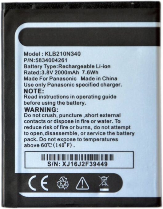 Original Compatible Battery For Panasonic Eluga i2 / KLB210N3402500mAh Genuine Battery image 1