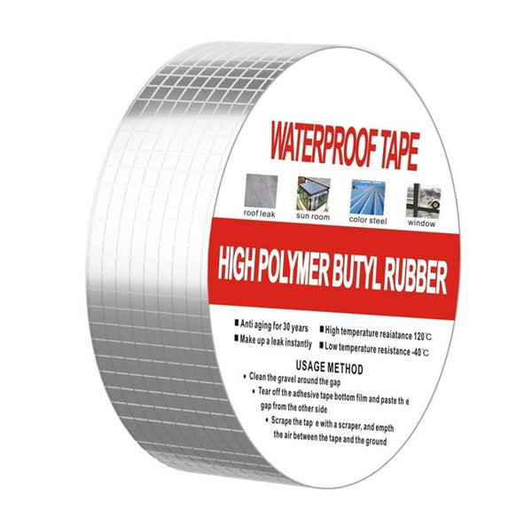 Waterproof Repair Tape for Pipe Leakage Roof Water Leakage Solution Aluminium Foil Tape Waterproof Adhesive Sealing Butyl Rubber Tape for Surface Crack (5M X 5CM) image 1