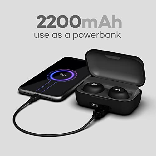 Boult Audio AirBass PowerBuds TWS Earbuds with 120 Hours Total Playtime, Inbuilt Powerbank, Type-C Fast Charging and IPX7 Fully Waterproof (Black) image 3
