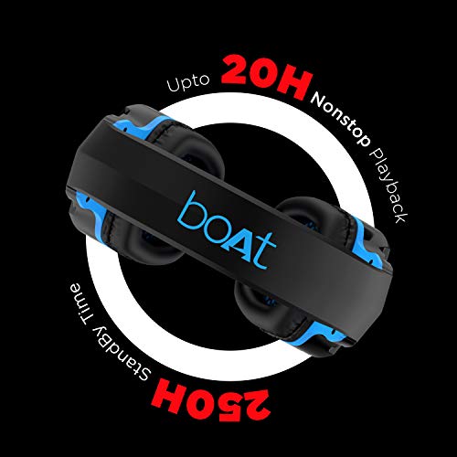 boAt Rockerz 510 Over Ear Bluetooth Headphones with Upto 20 Hours Playback, 50MM Drivers, Padded Ear Cushions and Dual Modes(Furious Blue) image 2