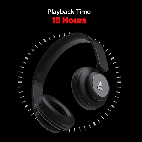 boAt Rockerz 450 On Ear Bluetooth Headphones with Upto 15 Hours Playback, 40MM Drivers, Padded Ear Cushions and Dual Modes(Luscious Black) image 1