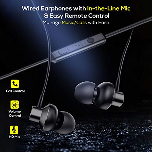 pTron Pride Lite HBE (High Bass Earphones) in-Ear Wired Headphones with in-line Mic, 10mm Powerful Driver for Stereo Audio, Noise Cancelling Headset with 1.2m Tangle-Free Cable & 3.5mm Aux (Grey) image 5