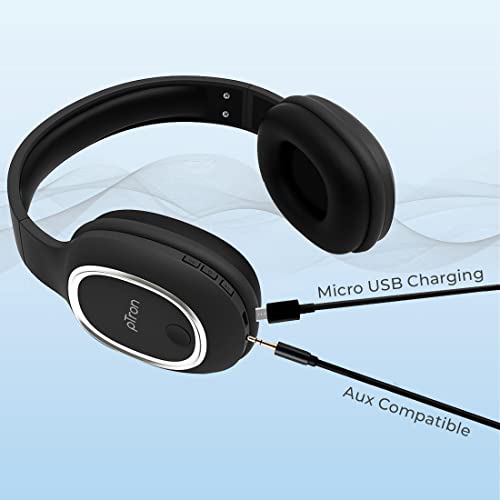 pTron Studio Over Ear Bluetooth 5.0 Wireless Headphones with Mic, Hi-Fi Sound with Deep Bass, 12Hrs Playback, Ergonomic & Lightweight Wireless Headset, Soft Cushions Earpads, Aux Port - (Black) image 6