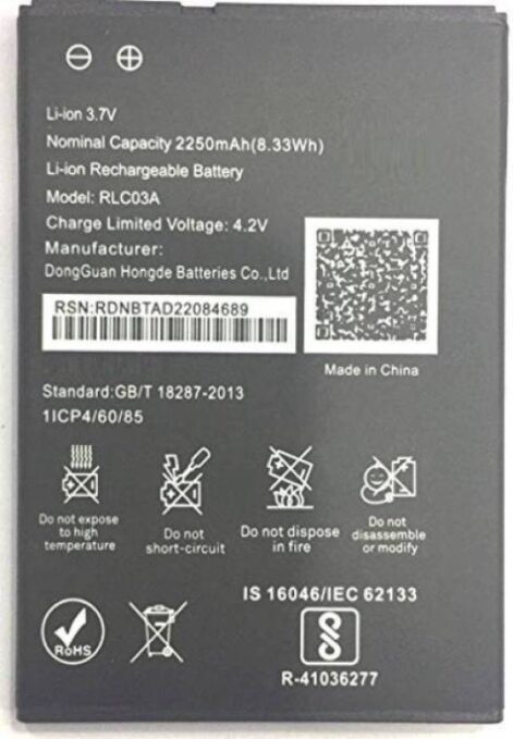 Original Compatible Battery For LYF WIND 6 AND Wind 7 RLC03A2250mAh Genuine Battery image 0