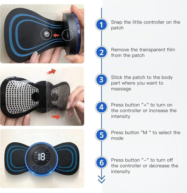 Body Massager, Wireless Portable Body Massager with 8 Modes and 19 Strength Levels Rechargeable Pain Relief EMS Massage Machine image 5