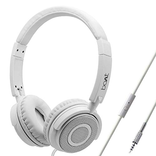 boAt Bassheads 900 Wired On Ear Headphones with Mic (Pearl White) image 0