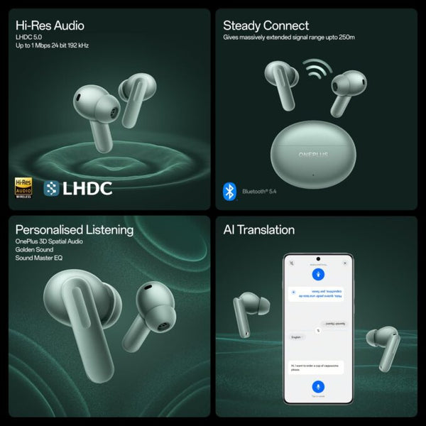 OnePlus Buds 4 TWS Earbuds with Upto 55dB Real-time ANC, Adaptive Mode, Dual Drivers and DACs, 3D Audio, Dual-Device connectivity, 47ms Low Latency, Storm Gray image 4