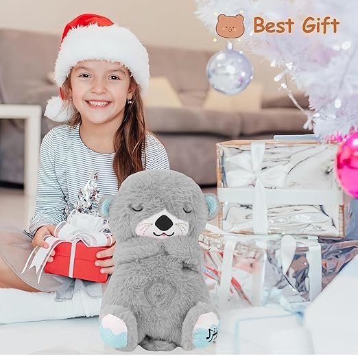 Baby Sound Light Bear Soothe Breathing, Sensory Details Music Lights Rhythmic Breathing Motion Musical for Children to Relax and Sleep Baby Toy Plush Best Gift for Kids image 3