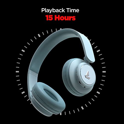 boAt Rockerz 450 On Ear Bluetooth Headphones with Upto 15 Hours Playback, 40MM Drivers, Padded Ear Cushions and Dual Modes(Aqua Blue) image 1