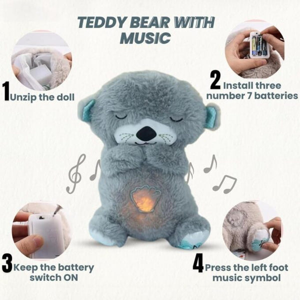 Baby Sound Light Bear Soothe Breathing, Sensory Details Music Lights Rhythmic Breathing Motion Musical for Children to Relax and Sleep Baby Toy Plush Best Gift for Kids image 9