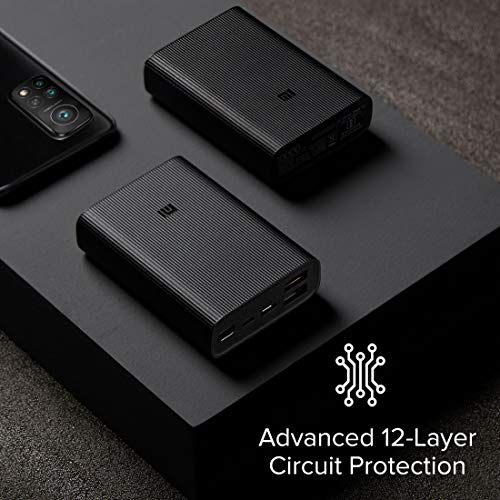 MI 10000mAh Lithium Ion, Lithium Polymer Power Bank Pocket Pro with 22.5 Watt Fast Charging, Dual Input Ports(Micro-USB and Type C), Triple Output Ports, (Black) image 5