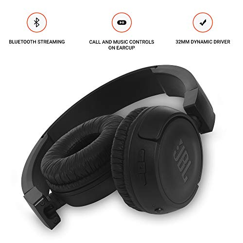 JBL T460BT by Harman, Wireless On Ear Headphones with Mic, Pure Bass, Portable, Lightweight & Flat Foldable, Voice Assistant Support for Mobiles (Black) image 2