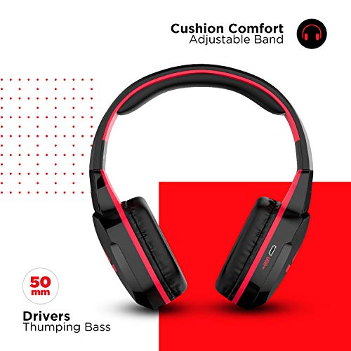 boAt Rockerz 510 Over Ear Bluetooth Headphones with Upto 20 Hours Playback, 50MM Drivers, Padded Ear Cushions and Dual Modes(Raging Red) image 3