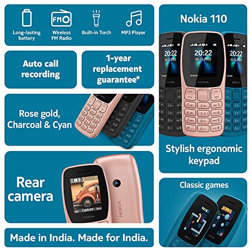 Nokia 110 Dual sim Keypad Camera Phone with Wireless FM Radio, Free Earphone, Snake Game image 1