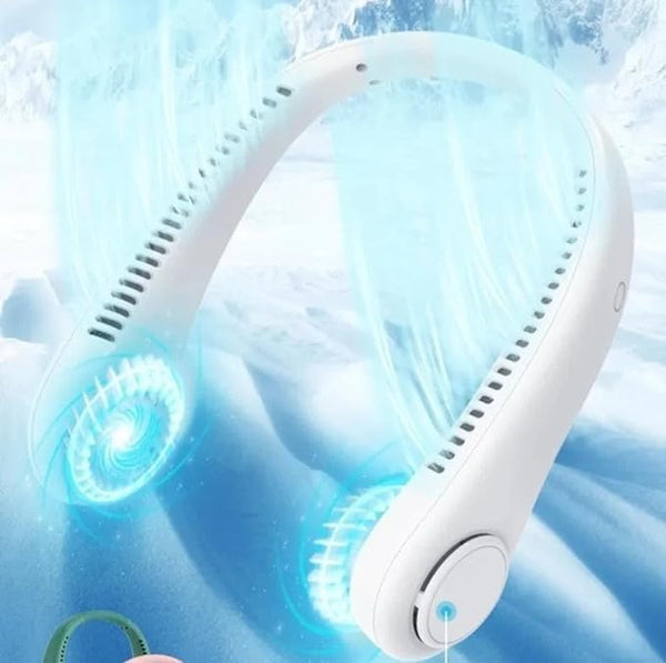 Hanging Neck Fan - 3 Adjustable Gears - Power Button & Fan Speed Selection | Type C USB Port Input | Dual Motor Hands-Free Cooling image 7