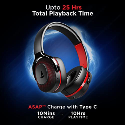 boAt Rockerz 425 Bluetooth Wireless Over Ear Headphones with boAt Signature Sound, Beast Mode(Upto 65ms Latency) for Gaming, ENx Tech, ASAP Charge, 25H Playtime, Bluetooth v5.2, with mic(Active Black) image 2