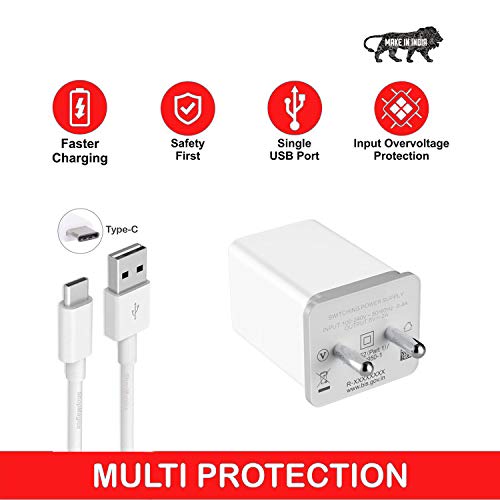 Original Type-C Fast Charger for OPPO A9 2020 / A 9 2020 Charger Original Adapter Like Wall Charger | Mobile Charger | Fast Charger | Android USB Charger With 1 Meter USB Type C Charging Data Cable (2 Amp, TOC3, White) image 4