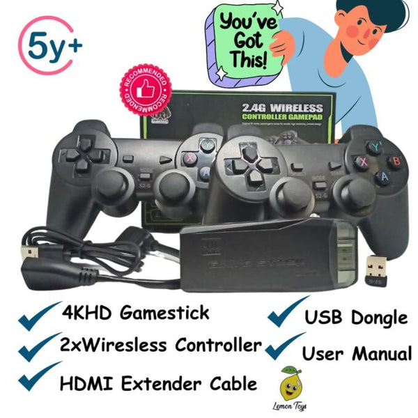 2.4G Wireless Controller Gamepad,4k Ultra HD Game Stick-Supports Wireless Dual Play,3000+ Classic Games,35 Hrs Continuous Gameplay,Video Games for Kids-USB Rechargeable image 2