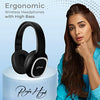 pTron Studio Over Ear Bluetooth 5.0 Wireless Headphones with Mic, Hi-Fi Sound with Deep Bass, 12Hrs Playback, Ergonomic & Lightweight Wireless Headset, Soft Cushions Earpads, Aux Port - (Black) image 1