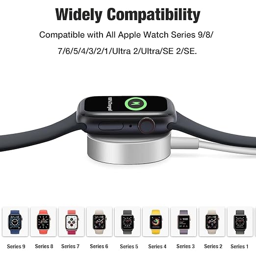 USB-C Magnetic Wireless Charging Cable / Charger For Apple Watch Series 10/9/8/7/6/5/4/3/2/1/Ultra, 1 Metre, Portable