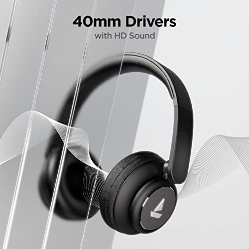boAt Rockerz 450 On Ear Bluetooth Headphones with Upto 15 Hours Playback, 40MM Drivers, Padded Ear Cushions and Dual Modes(Luscious Black) image 2