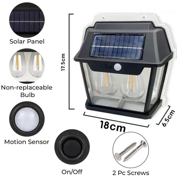 Outdoor Solar Interaction 2 LED Wall Lamp with Motion Sensor Wireless Auto Chargeable Dusk to Dawn Exterior Lamps for Front Porch and Garden (Warm Light,) image 3