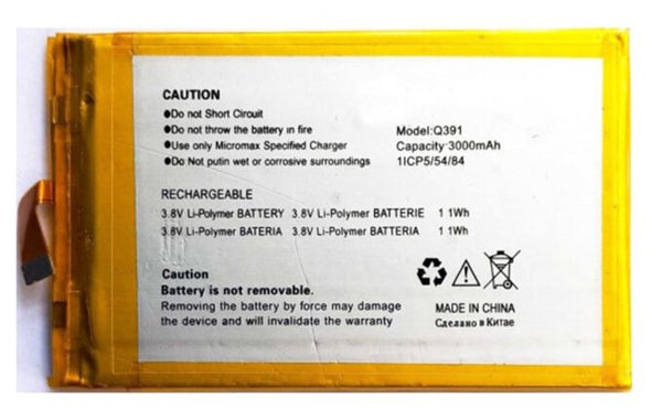 Original Compatible Battery For Micromax Doodle 4 / Q3913000mAh Genuine Battery image 0