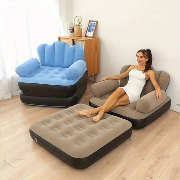 Inflatable Chair,Portable 5 In 1 Inflatable Double Layer Sofa, Unfolding Can Serve As a Bed, Carrying Capacity Of 200kg,Durable and Wear-resistant, Suitable for Indoor and Outdoor Cam image 0