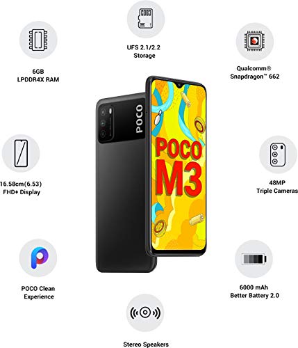 POCO M3 (Power Black, 6GB RAM, 64GB Storage) image 1