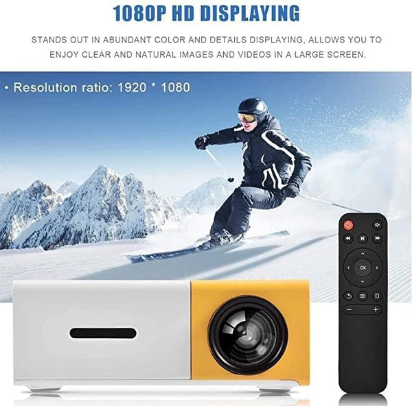 Mini Projector With Hdmi Cable,50 Lumens,Compact And Portable,Yellow image 4