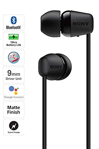 Sony WI-C200 Wireless Headphones with 15 Hrs Battery Life, Quick Charge, Magnetic Earbuds for Tangle Free Carrying, BT ver 5.0,Work from home, In-Ear Bluetooth Headset with mic for phone calls (Black) image 1