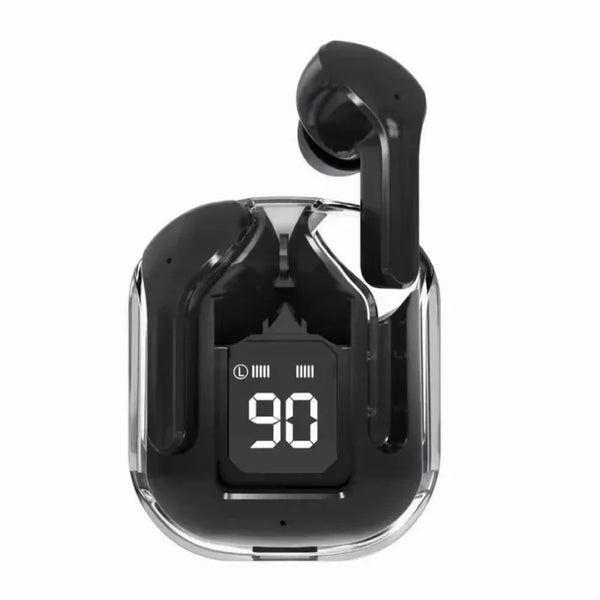 Ultrapods Max: True Wireless Earbuds, Immersive Bass, Sporty Design, LED Display, Transparent Case - Black image