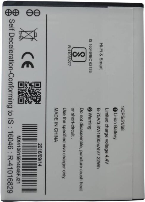 Original Compatible Battery For VIVO Battery Y21L / Y21 / B-65A1900mAh Genuine Battery image 1