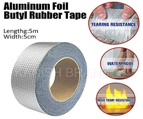 Waterproof Repair Tape for Pipe Leakage Roof Water Leakage Solution Aluminium Foil Tape Waterproof Adhesive Sealing Butyl Rubber Tape for Surface Crack (5M X 5CM) image 5