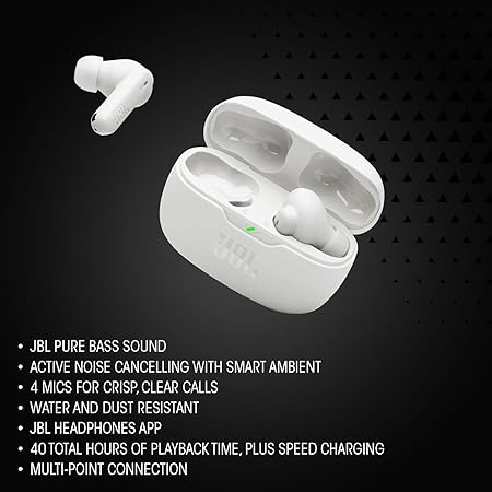 JBL Wave Beam 2 Ear Buds Wireless BluetoothV5.3, Active Noise Cancellation Earbuds,Multi Connect, App for Customized Extra Bass Eq, Relax Mode,Speed Charge, 40H Playback, Fast Pair, 4 Mics,IP54(Blue) image 5