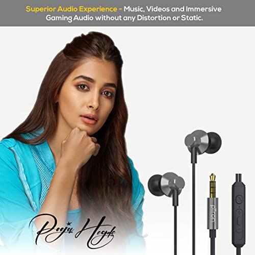 pTron Pride Lite HBE (High Bass Earphones) in-Ear Wired Headphones with in-line Mic, 10mm Powerful Driver for Stereo Audio, Noise Cancelling Headset with 1.2m Tangle-Free Cable & 3.5mm Aux (Grey) image 1