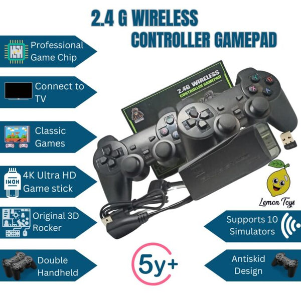 2.4G Wireless Controller Gamepad,4k Ultra HD Game Stick-Supports Wireless Dual Play,3000+ Classic Games,35 Hrs Continuous Gameplay,Video Games for Kids-USB Rechargeable image 1