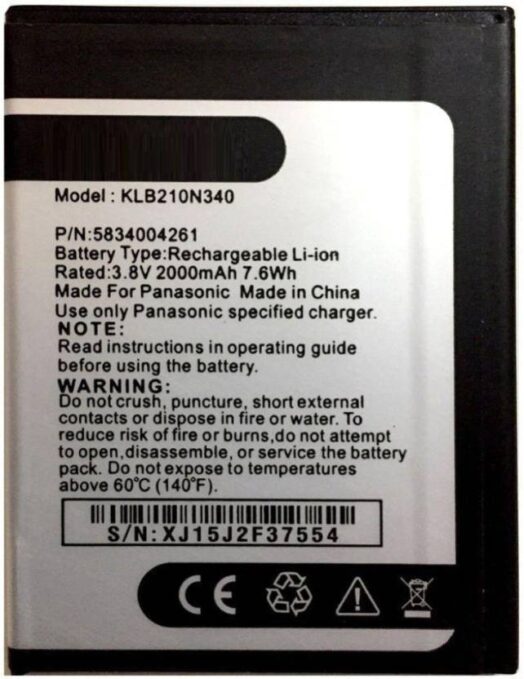 Original Compatible Battery For Panasonic Eluga i2 KLB210N3402000mAh Genuine Battery image 2