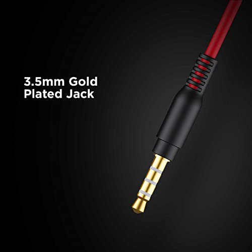 boAt BassHeads 950v2 Wired Over Ear Headphones with Mic, with 40mm Audio Drivers, Soft Ear-Cushion, Lightweight Build, 3.5mm Jack and with mic(Raging Black) image 4
