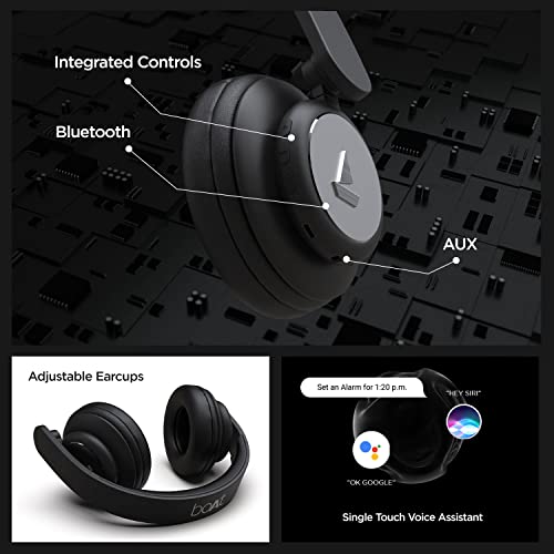 boAt Rockerz 450 On Ear Bluetooth Headphones with Upto 15 Hours Playback, 40MM Drivers, Padded Ear Cushions and Dual Modes(Luscious Black) image 5