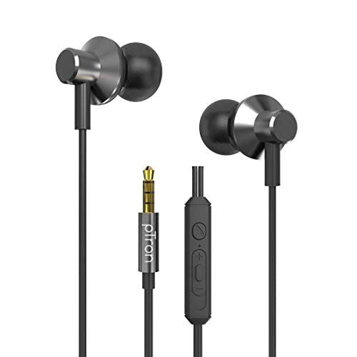 pTron Pride Lite HBE (High Bass Earphones) in-Ear Wired Headphones with in-line Mic, 10mm Powerful Driver for Stereo Audio, Noise Cancelling Headset with 1.2m Tangle-Free Cable & 3.5mm Aux (Grey) image 0
