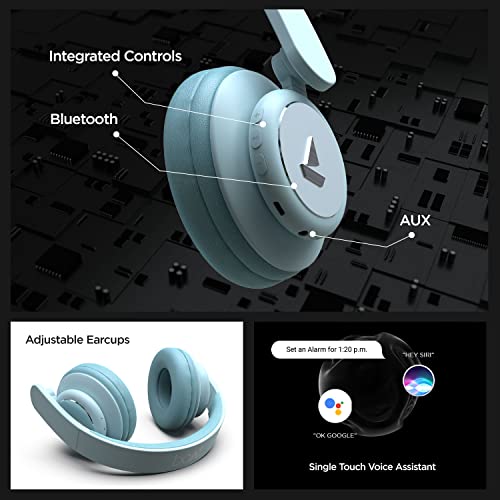 boAt Rockerz 450 On Ear Bluetooth Headphones with Upto 15 Hours Playback, 40MM Drivers, Padded Ear Cushions and Dual Modes(Aqua Blue) image 5