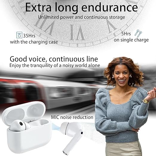 Ear Pods Pro 2 (With Free Case Cover) with Active Noise Cancelling with Lightning Cable Fast Charging, 4 Mics ENC for Clear Calling, (White) Pro image 2