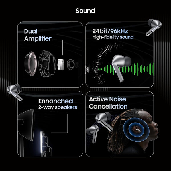 Galaxy Buds3 Pro Wireless Earbuds, Powered by Galaxy AI, IP57, Active Noise Cancellation, Adaptive Noise Control, 37hrs Battery, 360 Surround Sound, Pinch Controls, Galaxy Ecosystem, Silver