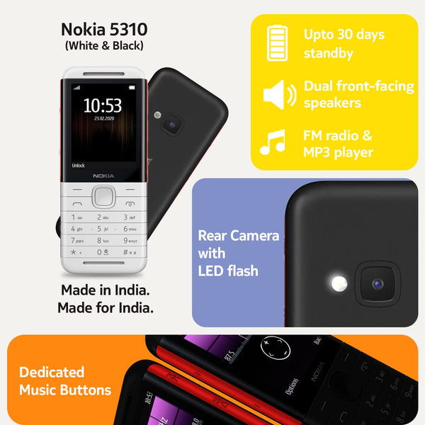 Nokia 5310 Dual SIM Keypad Phone with MP3 Player, Wireless FM Radio and Rear Camera with Flash